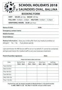 WBSoccer Fun Days BOOKING FORM